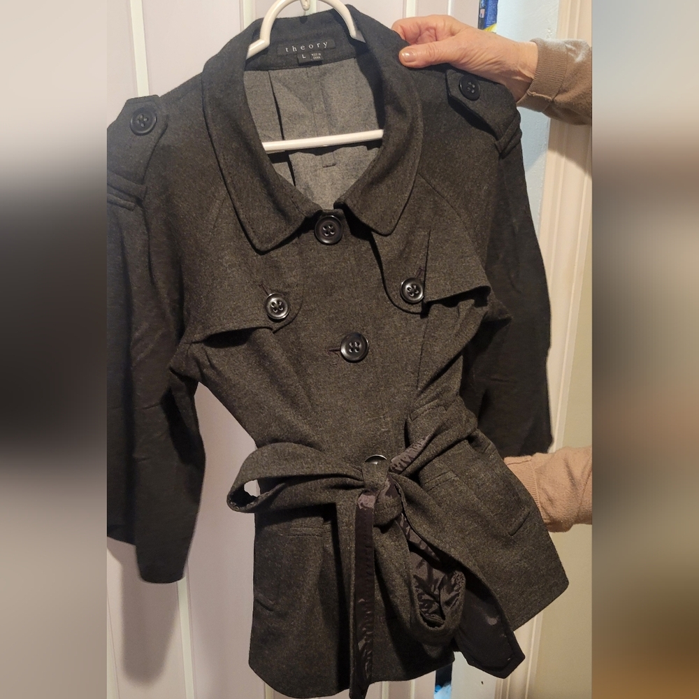Theory Dark Gray Trench Coat- Large